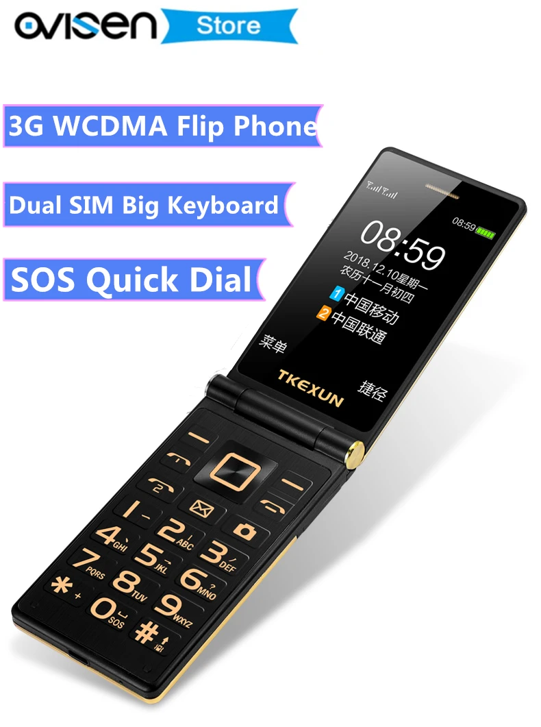 

Fashion Dual Screen Flip Mobile Phone Fsmart TKEXUN M2 PLUS 3Inch touch Screen 3G Cellphone Fast Dial Russian keyboard telephone