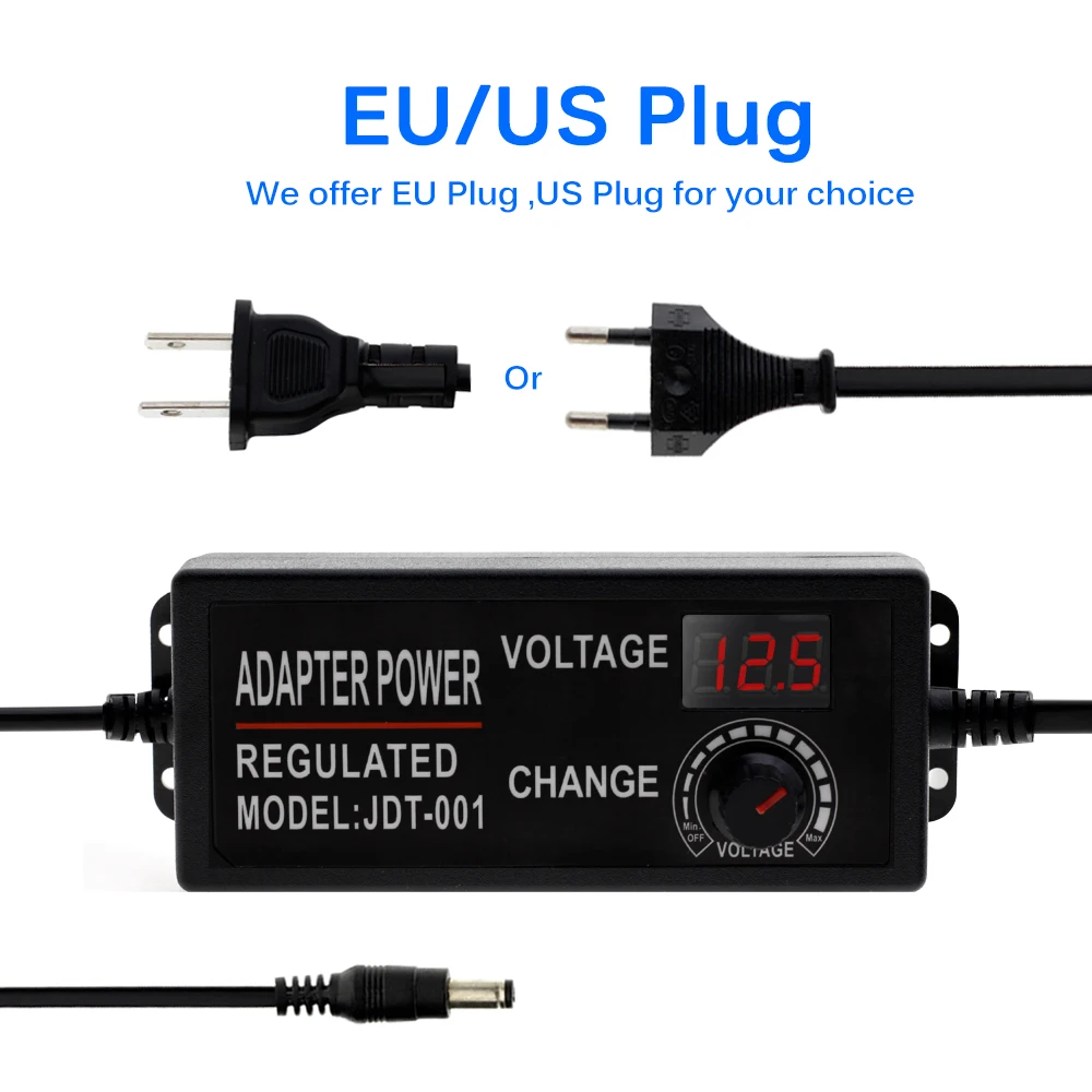 Регулируемый адаптер переменного тока в постоянный ток 3-12 в 9-24 В Регулируемый адаптер с экраном дисплея Универсальный адаптер питания штепсельная вилка стандарта ЕС/США