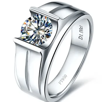 

Durable 1Ct NSCD Lovely Diamond Rings for Men 925 Sterling Silver Platinum Plated Ring Men Jewelry Nice Gift for Husband