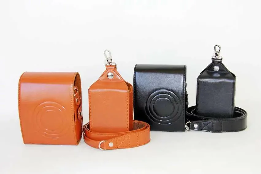 

Black/Light Brown PU Leather Bag Cover Set For Fujifilm Fuji Instax Mini 90 Camera Case Pouch+Shoulder Strap
