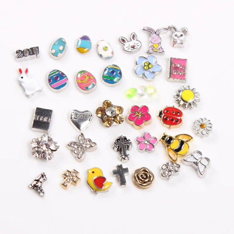 2017 Новые Пасхальные плавающие амулеты яйцо Rabit семья цветок бабочка Крест