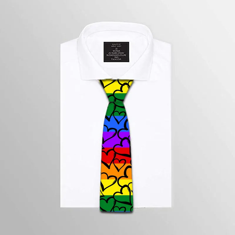 

Design Rainbow Printed Tie For Men Polyester Coloful Novelty Tie Necktie Slim Tie For Wedding Party Business Accessories 5LD40