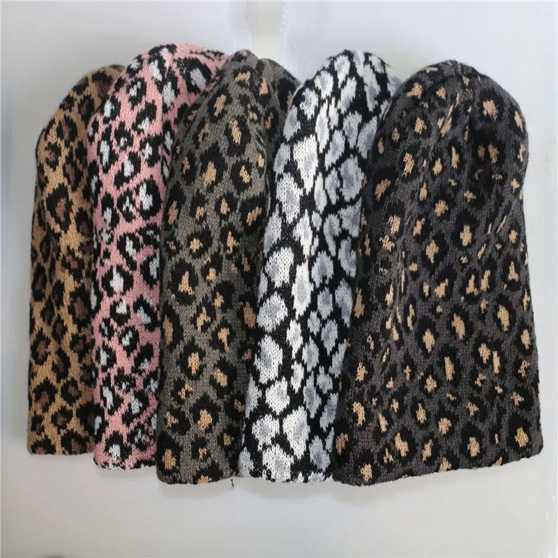 

WZCX 2019 New Leopard Autumn Winter Causal Hip Hop Beanie Tide Korean Version Keep Warm Knitted Hat Adult Cap