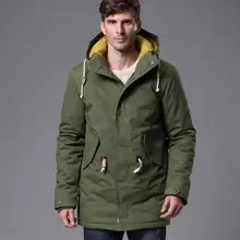 Новинка, мужские зимние парки, толстая теплая хлопковая куртка, пальто, мужское повседневное ветрозащитное пальто с капюшоном, армейский зеленый Авиатор, верхняя одежда