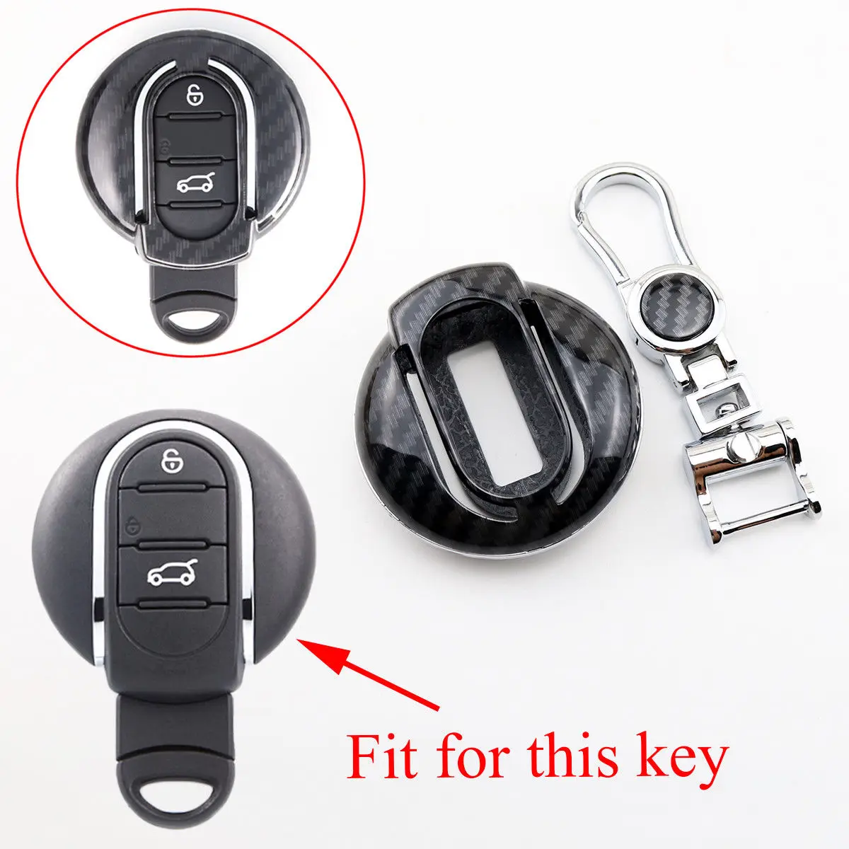

Carbon Fiber Key Shell Case Holder Bag Cover Chain Fit For Mini F54 F55 F56 F57 F60 Remote 2/3/4 Buttons Accessories Parts