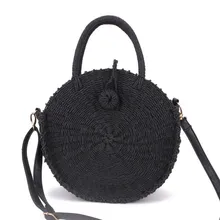 Женская пляжная сумка на плечо ручной работы, круглая соломенная сумка, летняя плетеная Сумка из ротанга, женская сумка-мессенджер, популярная