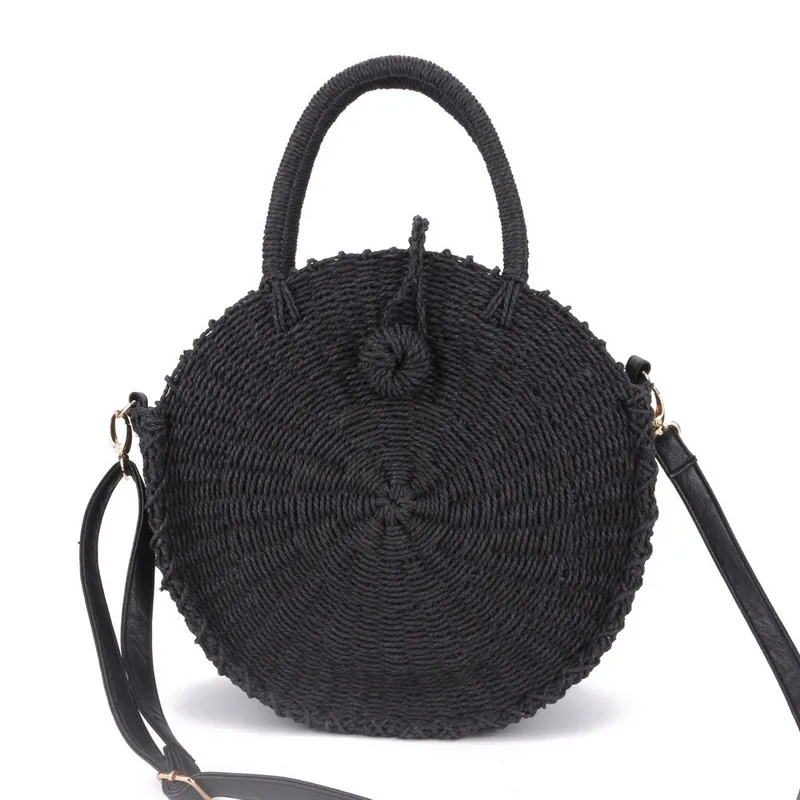 2018 Women Handmade Round Beach Shoulder Bag Bali Circle Straw Bags Summer Woven Rattan Handbags ...