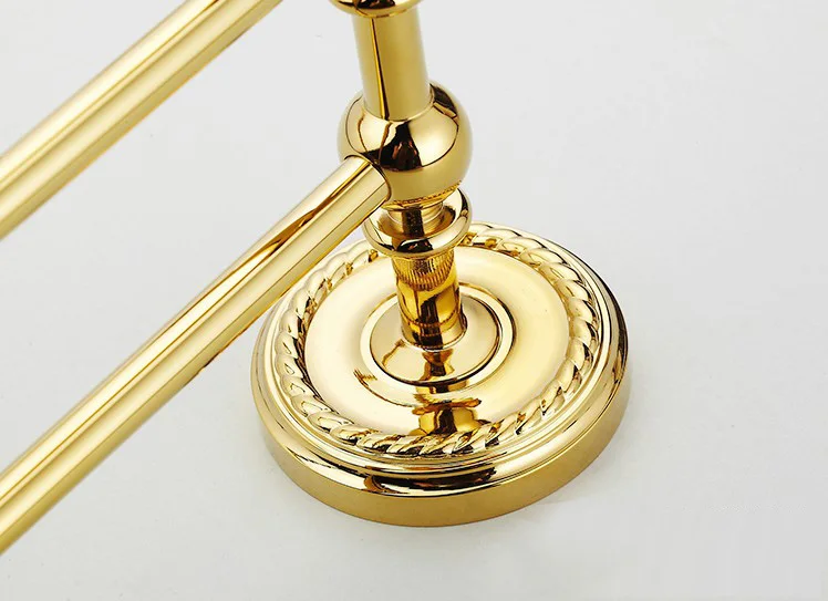 Luxury Gold Color Brass Wall Mount Shelf Towel Rack Bath Rails Hanger Storage Towel Bars Holder Bathroom Accessories ZD766