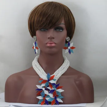 

2016 Trendy Colorful White African Beads Jewelry Sets Nigerian Wedding Jewelry Sets Full Beads Indian Bridal Jewelry Sets ALJ911