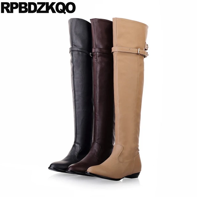 over the knee wedge flat brown cheap size 10 43 shoes long big 13 45 cheap womens boots size 10