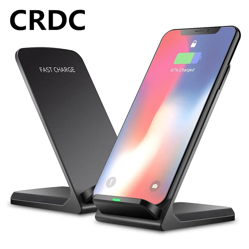 CRDC 10 W Qi Беспроводное зарядное устройство для iPhone X XS Max XR 8 Plus быстрая Беспроводная зарядная док-станция для samsung S9 S10+ Note 9 8