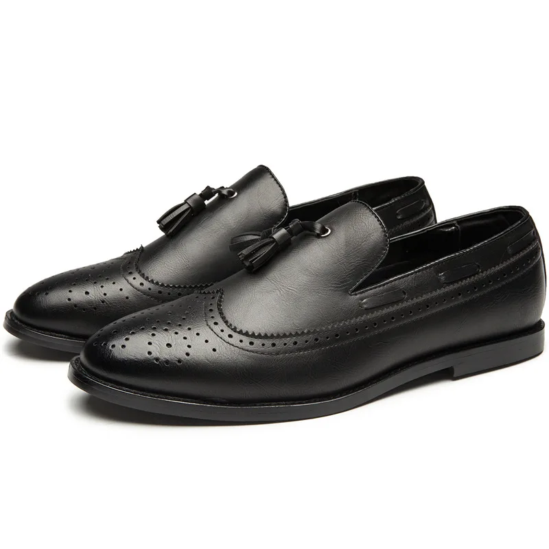 JNNGRIOR Leather Fringed Loafers Men Moccasins Black Patent Leather Slippers Man Flats Wedding Men's Dress Shoes Casual Slip On JNNGRIOR Leather Fringed Loafers Men Moccasins Black Patent Leather Slippers Man Flats Wedding Men's Dress Shoes Casual Slip On