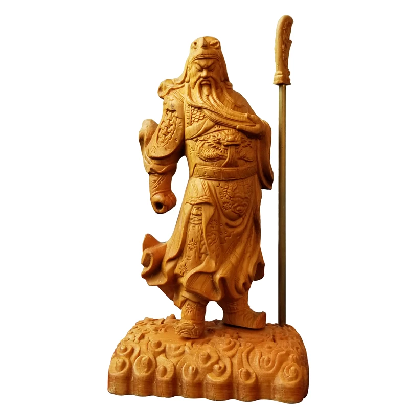 Деревянные скульптуры людей династии воинов Guan Yu медный нож ремесло украшение дома китайская фигура гонг