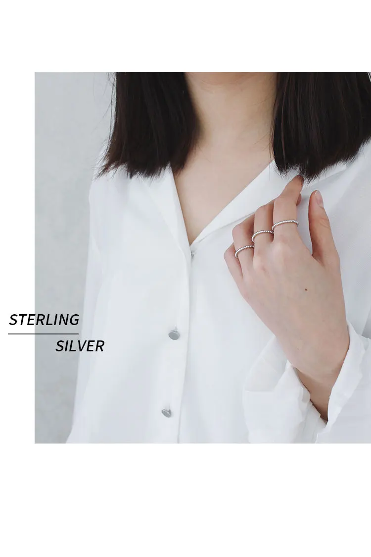 SHANICE Стерлинговое Серебро 925 пробы с бусинами, классический дизайн, изящные кольца со стеком, простой стек, стек, стекируемые кольца для вечности