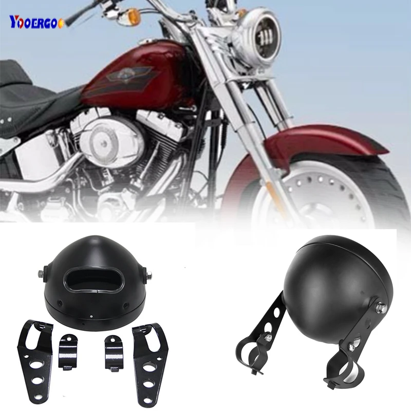 

5.75 Inch 5 3/4" LED Head Light Outer Cover Housing 5 3/4" LED Headlight Bracket Black for Bike Accessories