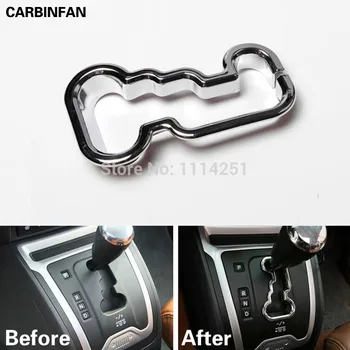 

Free shipping ABS Chrome Gear Shift Knob Transmission Panel Cover Trims 1pcs Sticker for Jeep compass 2011 2012 2013 2014 2015