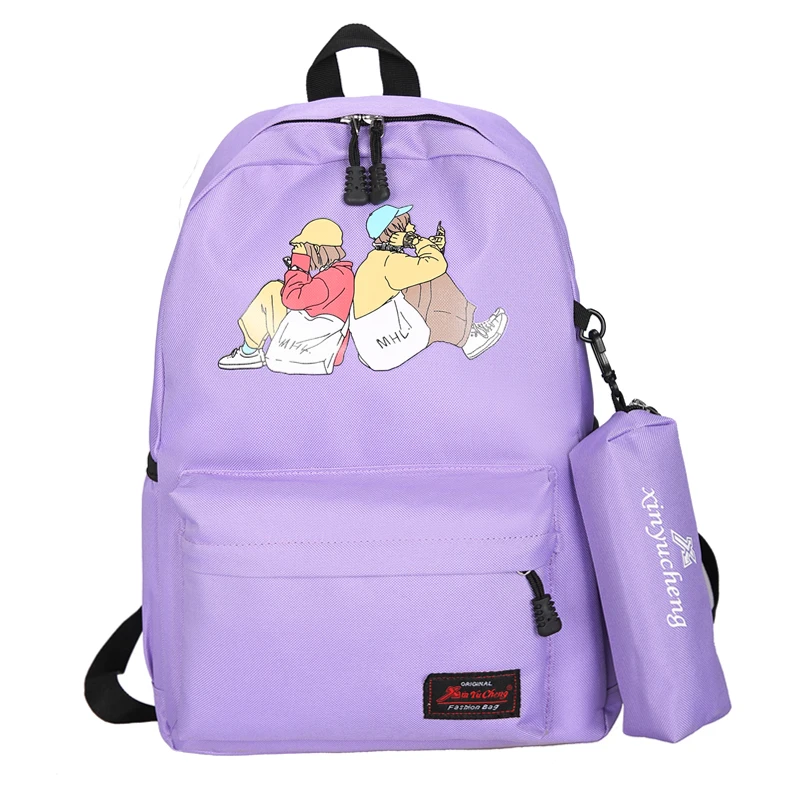 

2019 Casual women's 2PCS Canvas Backpack women School bag mochila feminina backpack women sac a dos bags for women