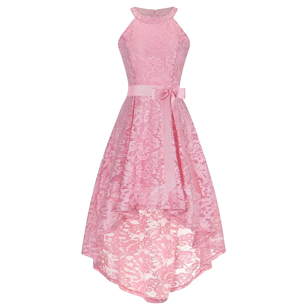 Женское платье стиль Модное кружевное с круглым вырезом без рукавов сексуальное большое платье тонкое платье 40 - Цвет: Pink