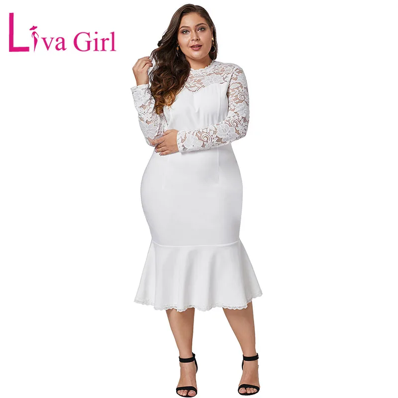 White-Plus-Size-Lace-Panel-Peplum-Hem-White-Sheath-Dress-LC610884-1-31392
