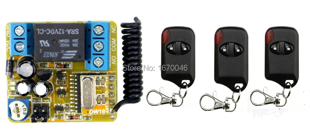 

DC12V 1CH Wireless Time delay Remote Control Switch System 1*Receiver +3*cat eye Transmitters for Appliances Gate Garage Door