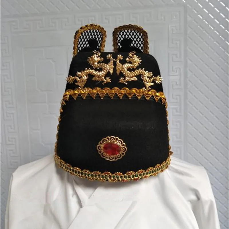 

2 colors China Ming dynasty emperor hat Chinese ancient hat China Vintage hat performance cosplay Drama activities opera hat