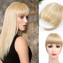 HOUYAN синтетические натуральные волосы короткие прямые спереди аккуратные челки Клип В короткая челка наращивание волос для взрослых женщин