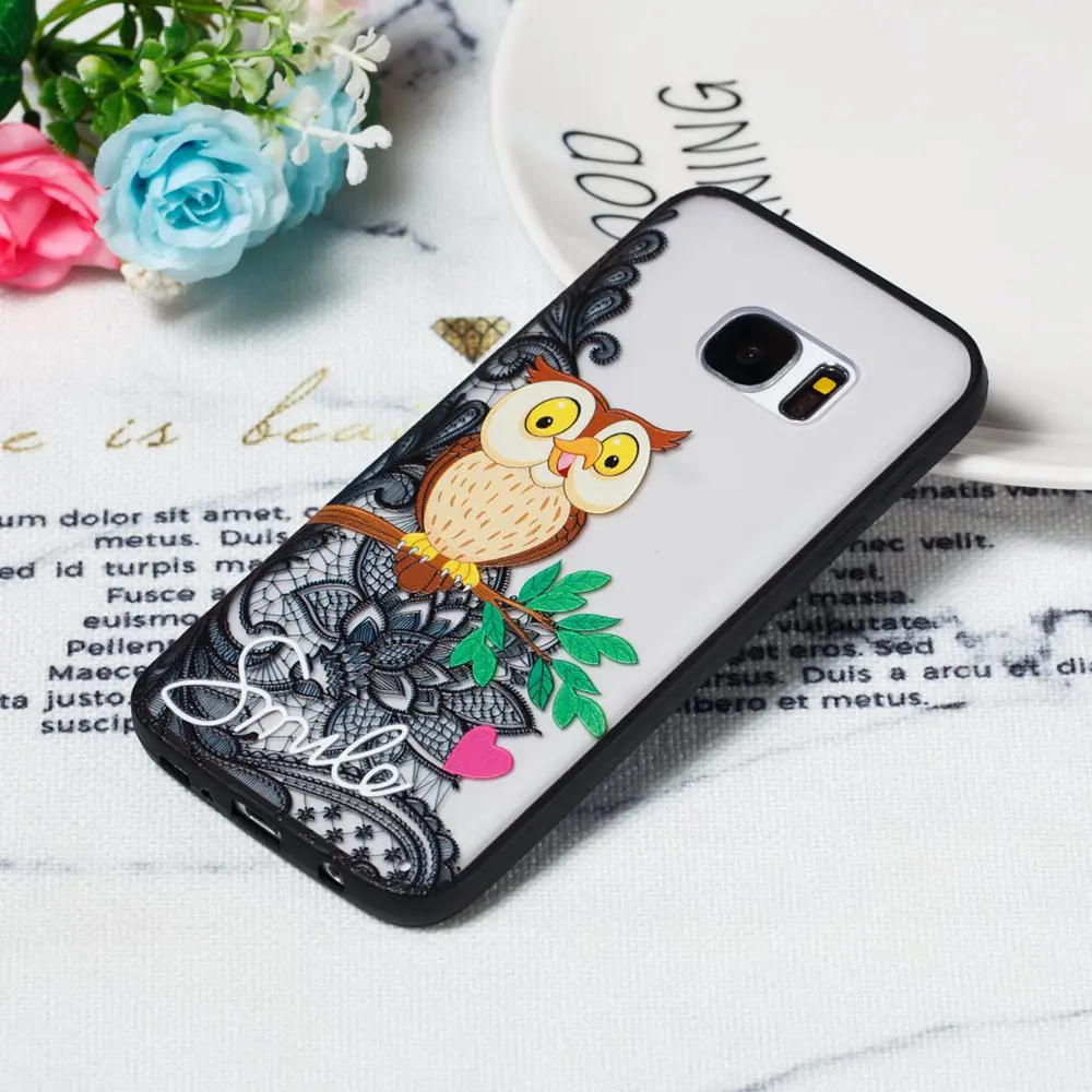 for Samsung Galaxy S7 Edge Phone Case Cover Coque S 7 Silicon Back Covers Cartoon Owl Cute TPU PC Fundas |