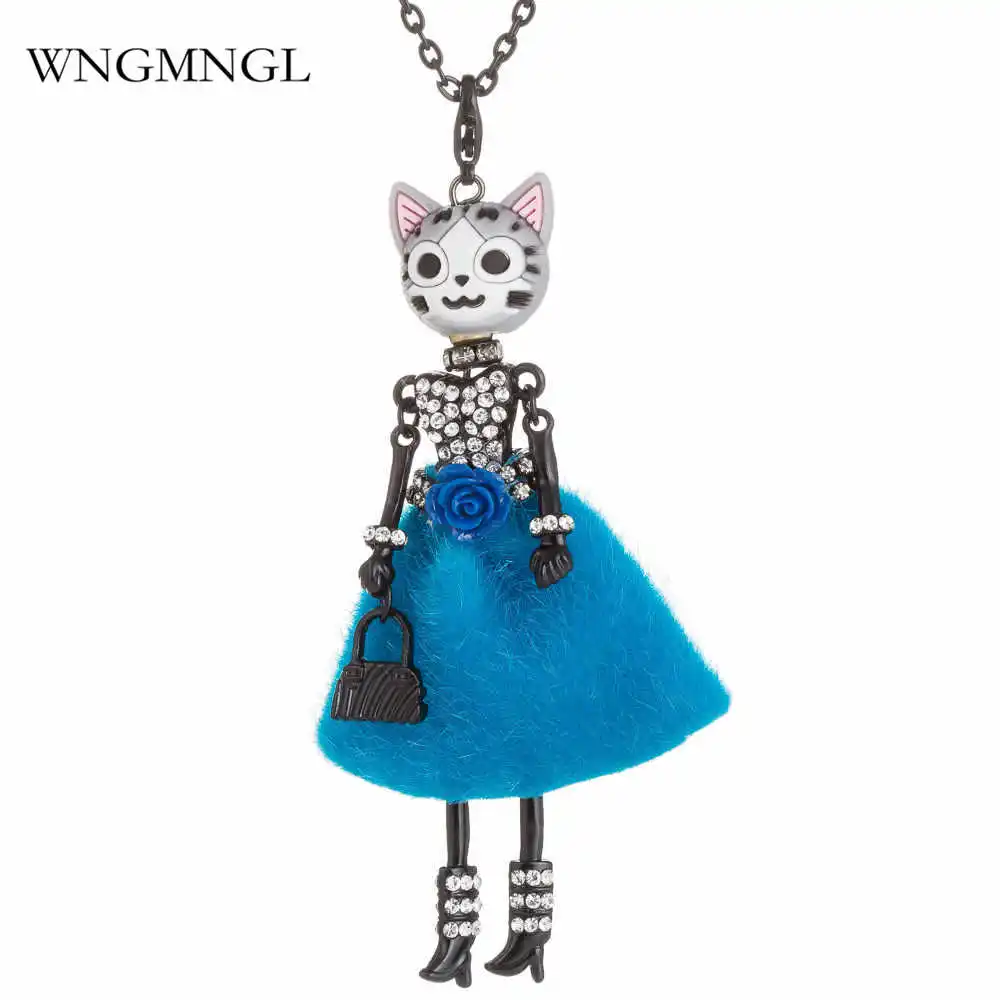 

WNGMNGL 2018 New Cute Female Doll Baby Necklace Romantic Winter Long Chain Pendant Necklace For Women Sweater Fashion Jewelry