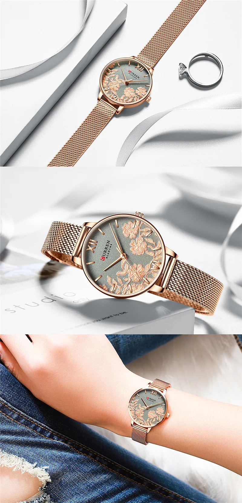 CURREN женские часы водонепроницаемые Лидирующий бренд роскошные серебряные женские часы браслет из нержавеющей стали Классический браслет женские наручные часы 9065