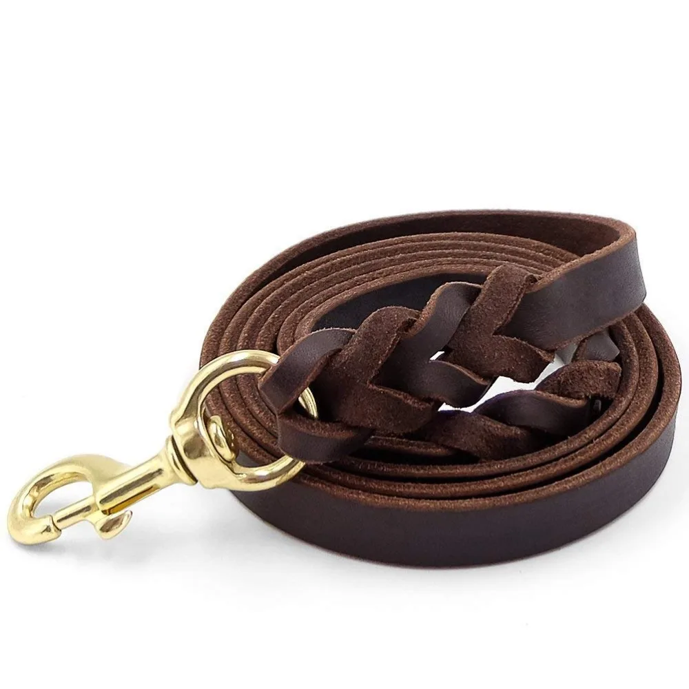 Genuine Leather Dog Leash Braided Heavy Duty Training Leash for Large
