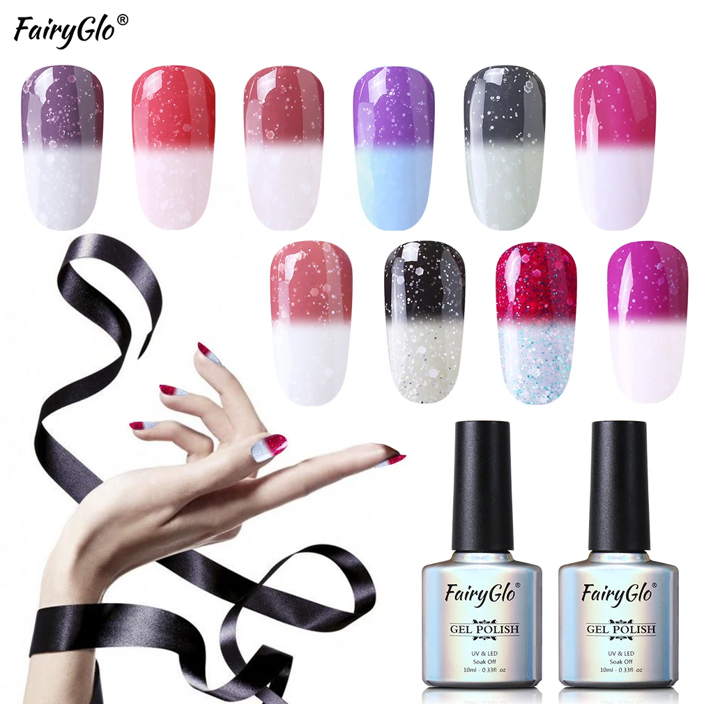 FairyGlo 10 мл Снежный УФ-гель для ногтей меняющий температуру Гель-лак замачиваемый Полупостоянный лак для ногтей DIY Гель-лак