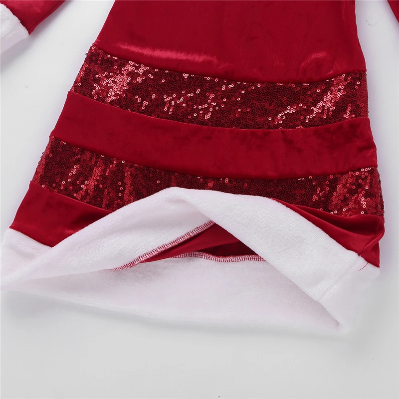 Рождественское платье детский Рождественский костюм Санта-Клауса из белого искусственного меха, длинные рукава, платья на Рождество, вечерние платья