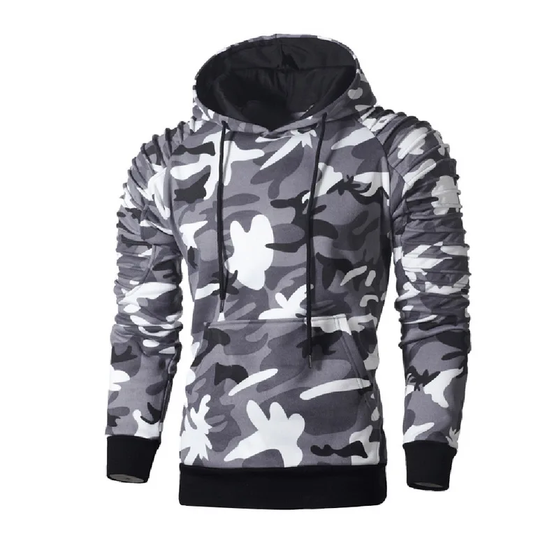 HEFLASHOR классический Camoflauge свитшоты плиссированные осенние мужские камуфляжные