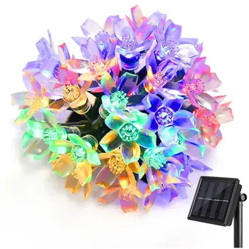 

New 5M 20LED Cherry Flower String Fairy Christmas Light Solar String Light Sakura RGB Lights for Wedding Party Garden Decoration