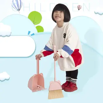 

OTHERHOUSE Baby Mini Sweeping Home Broom Dustpan Set Children Toy Floor Cleaner Dust Pan and Brush Soft Bristle Cleaning Tool