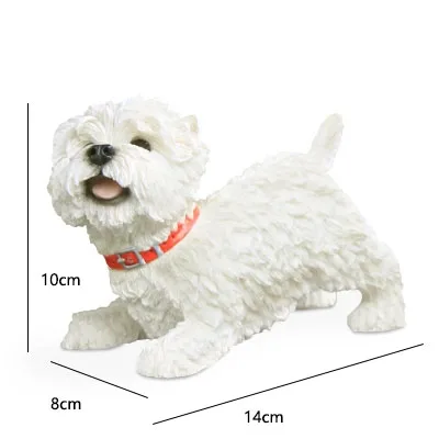West Highland, Рисунок темно-белого терьера, модель животного, фигурка собаки из смолы, украшение автомобиля, украшения для дома
