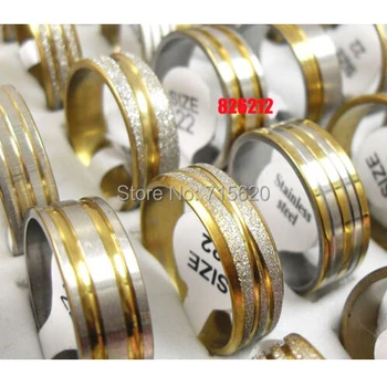 

Wholesale 50pcs Gold Mix Stainless Steel Band Rings for Men Fashion Jewelry Lot