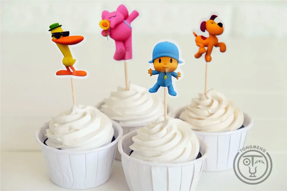 24 шт. аниме Pocoyo Элли Пато Loula Sleepy птица моноблок Топпер для торта выбрать фрукты выбирает душа ребенка Дети День рождения supplly