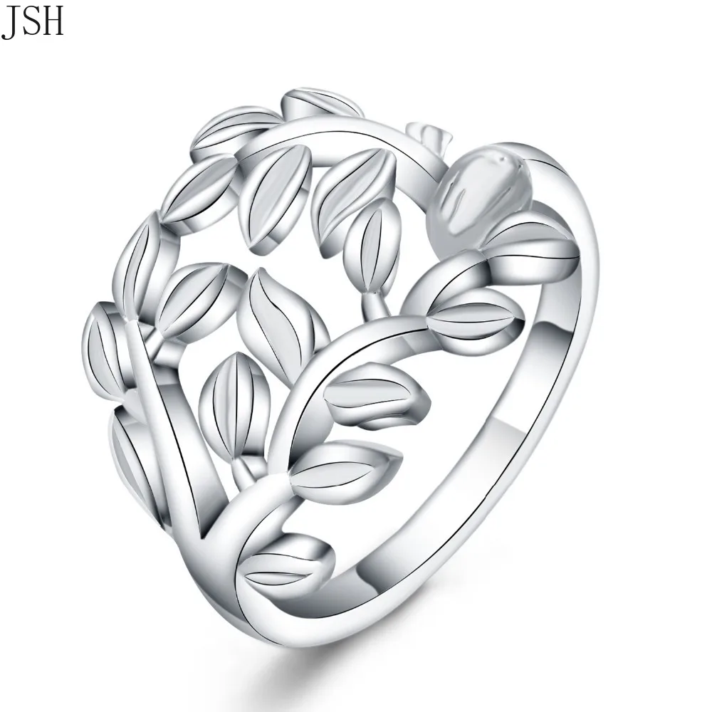 

wholesale Beautiful flower SILVER ring Leaf hot cute noble pretty fashion Wedding silver color women Lady Ring jewelry R757