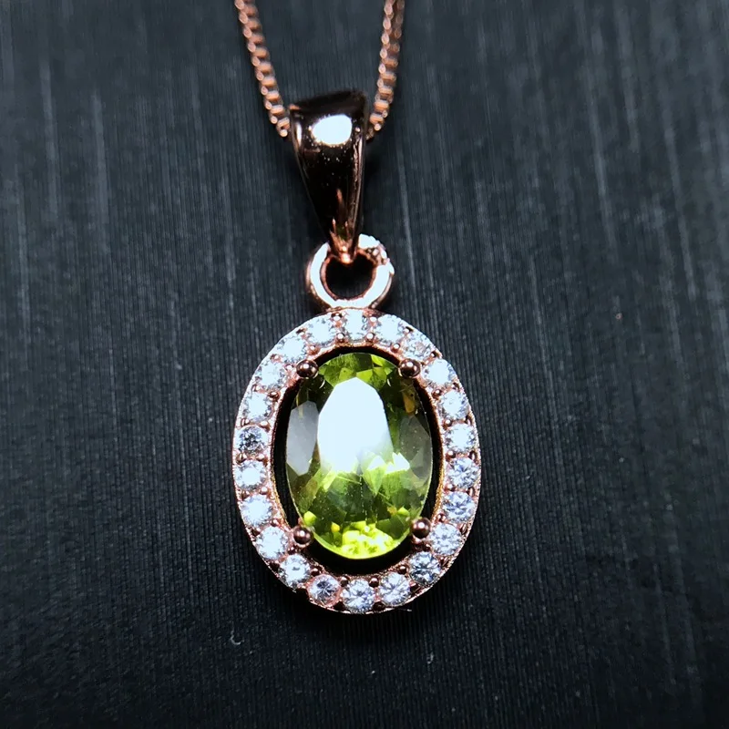 

[MeiBaPJ]Real Natural Peridot Pendant Necklace with Certificate 925 Pure Silver Fine Jewelry for Women