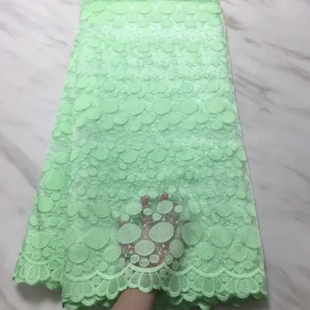 

2019 Hot Sale Green Gold Embroidered African Lace Fabric High Quality With Mesh Embroidered French Net Guipure Lace Fabrics