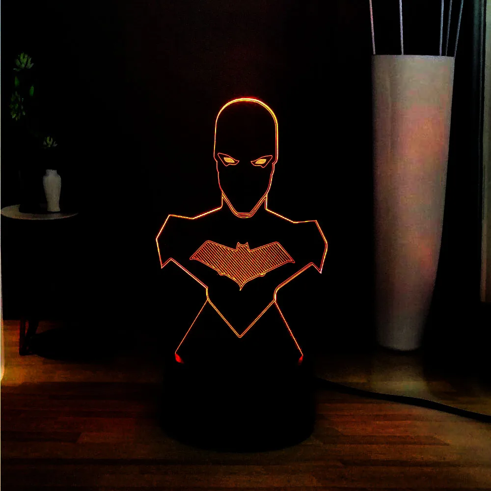 3D иллюзия мультфильм Marvel рисунок акрил 7 цветов изменить RGB атмосферный USB пульт дистанционного светодиодный ночник настроения дети игрушки подарок
