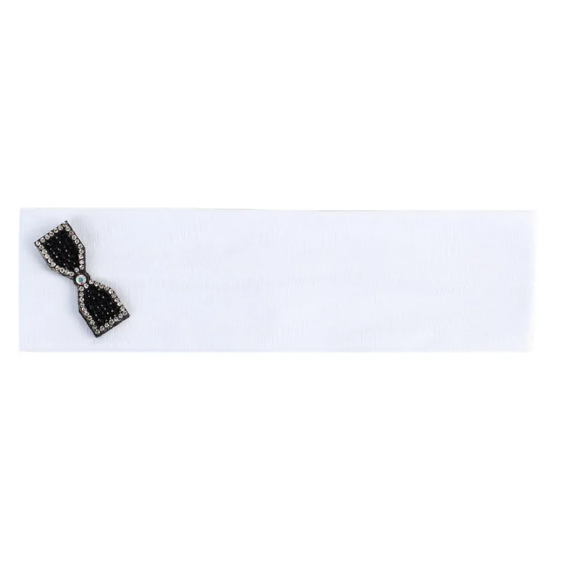 Baby Girls Headband Fashion Rhinestones Bow Tie Headbands for Newborn Baby Children's Elastic Hair Turban Head Bands DQ552C - Цвет: Black White