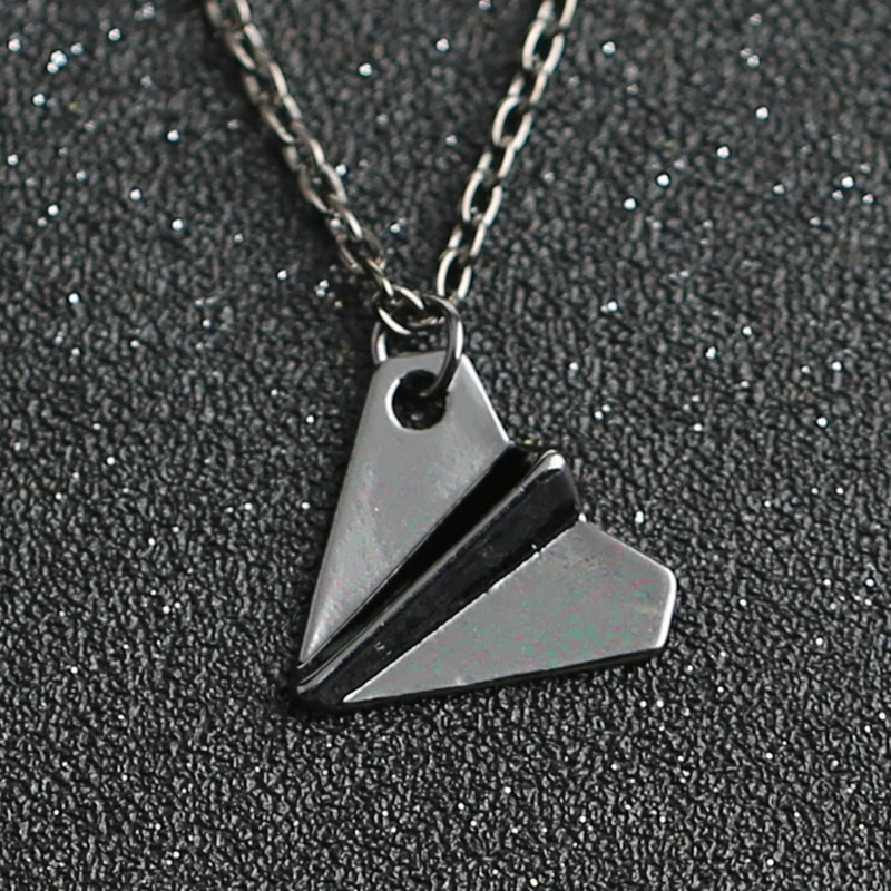 1D One Direction Necklace Paper Airplane Plane Pendant Gold Black Gun Silver Color Fashion Simple Jewelry Men Women Wholesale