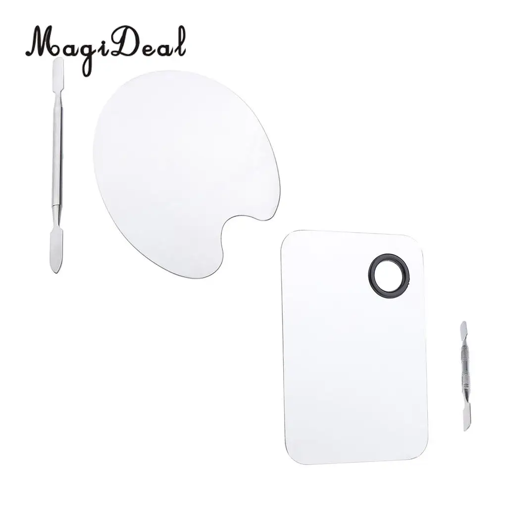 4pcs Stainless Steel Nail Art Face Makeup Foundation Mixing Palette+Spatula
