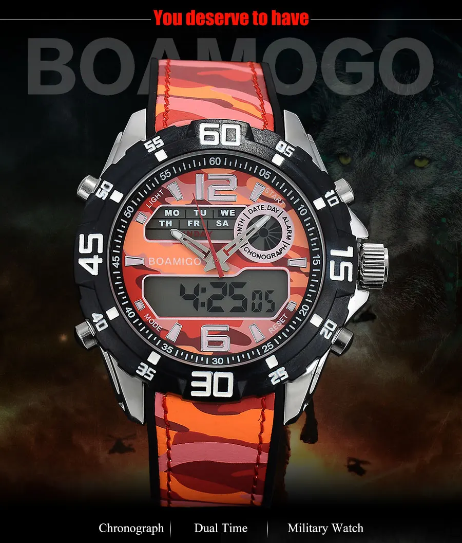 Men Digital Analog LED Wristwatch Male Sports Watches Fashion Brand Mens Watch Rubber Band Red 30M Waterproof Relogio Masculino  (6)