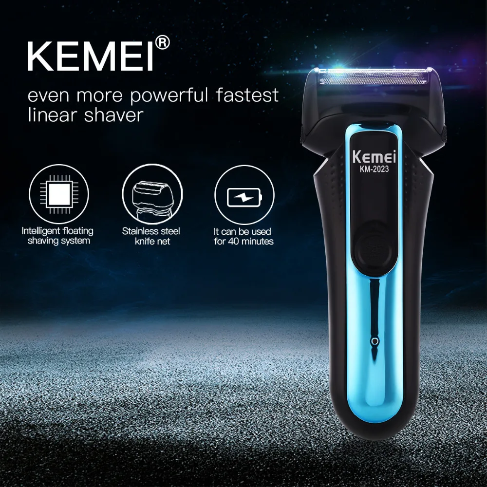 

220-240V Kemei Cordless Rechargeable Shaver Men Twin Blade Reciprocating Beard Razor Electric Shaving Machine Razor Beard