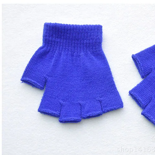 Новинка года 1 пара однотонных полосатых митенки детские перчатки Лучший подарок для детей гибкие перчатки для письма - Цвет: blue