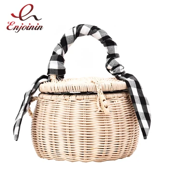 

Blue & Blue Scarf Straw Design Bucket Style Women's Vacation Tote Shoulder Bag Crossbody Bag Female Bolsa Handbag Designer Bag
