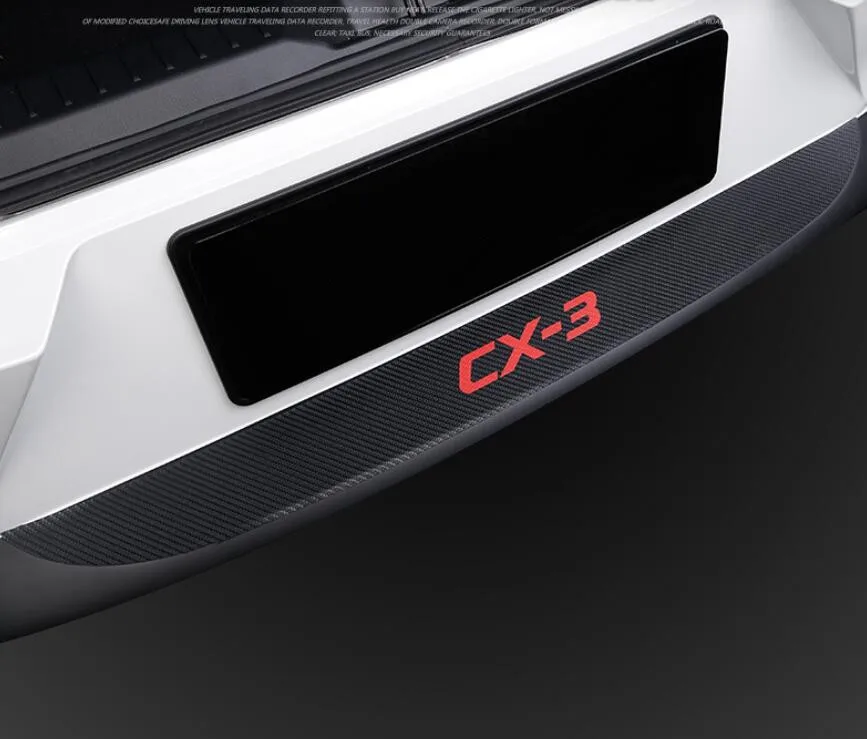 

Carbon fiber pattern PU Rear Bumper Protector Trunk sticker For Mazda CX3 CX-3 2018 Car Styling accessories
